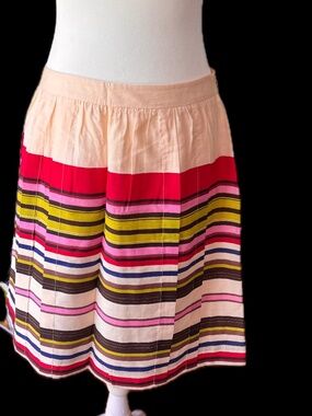LOFT Striped A-Line Skirt, Multicolor Panel Stripe Lined
